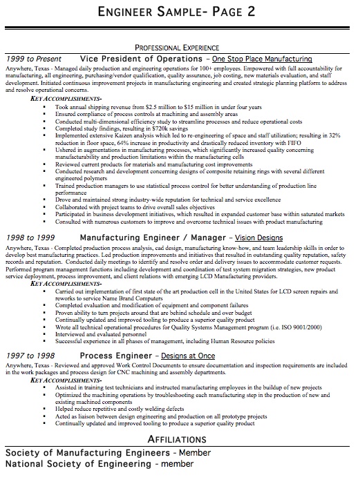 Engineer Resume Sample