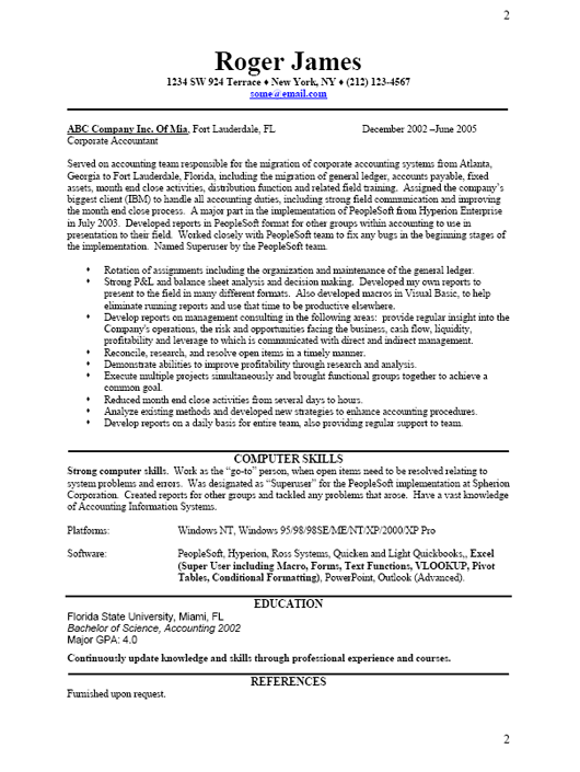 Professional Business Resume Sample Page 2