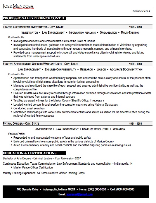 Law Enforcement Resume Sample Free Resume Template Professional Law