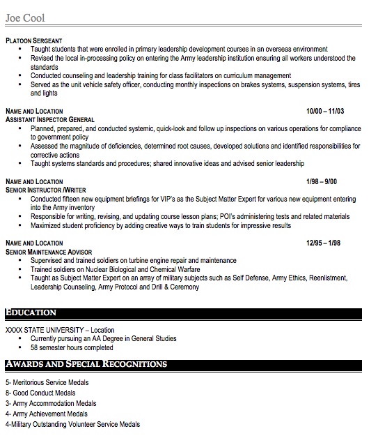 Professional Military Resume Sample Page 2